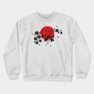 Artistic Japanese Rising Sun and Flowers Crewneck Sweatshirt